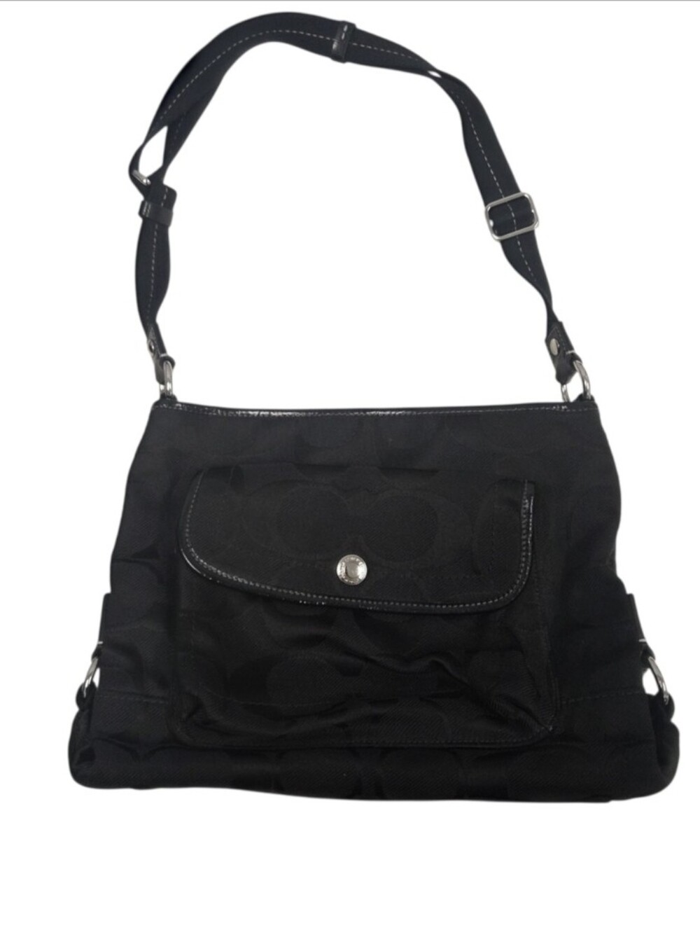 Coach Ashley Signature   Shoulder Bag Black  Monogram F16550